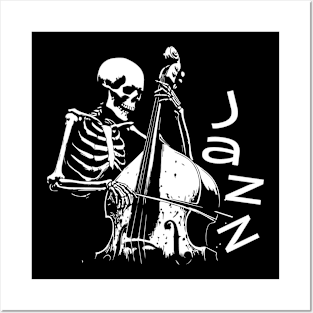 skeleton plays jazz music Posters and Art